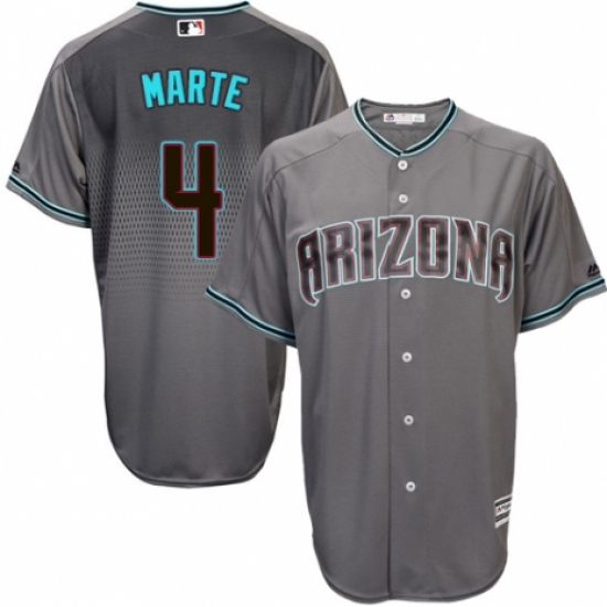 Men's Majestic Arizona Diamondbacks #4 Ketel Marte Replica Gray/Turquoise Cool Base MLB Jersey - Ujersey