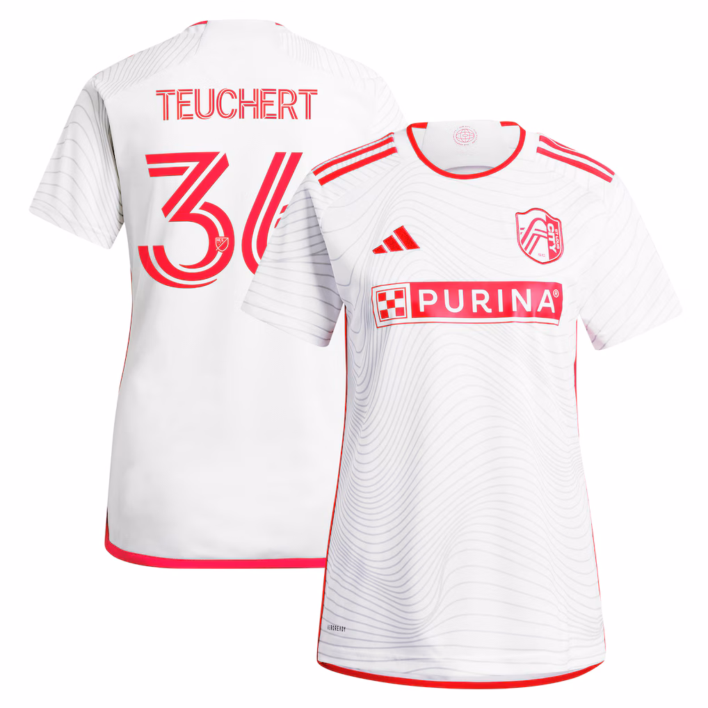 Women's St. Louis City SC Cedric Teuchert adidas White 2024 The Confluence Kit Replica Player Jersey