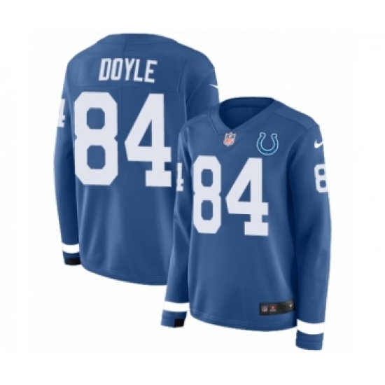 Women's Nike Indianapolis Colts #84 Jack Doyle Limited Blue Therma Long Sleeve NFL Jersey - Ujersey