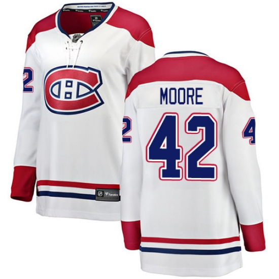 Women's Montreal Canadiens #42 Dominic Moore Authentic White Away Fanatics Branded Breakaway NHL Jersey - Ujersey