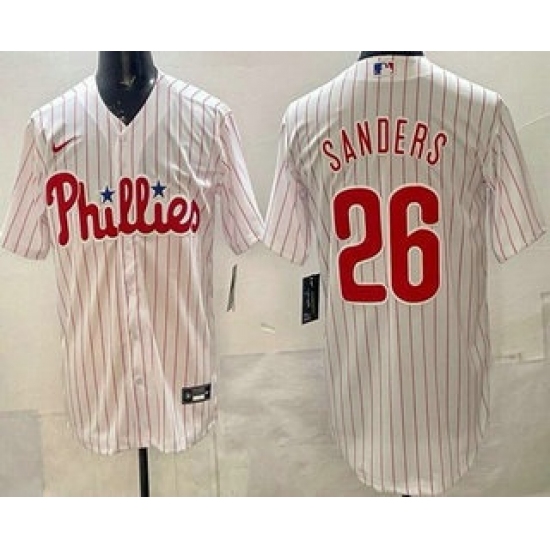 Men's Philadelphia Phillies #26 Miles Sanders White Cool Base Jersey - Ujersey