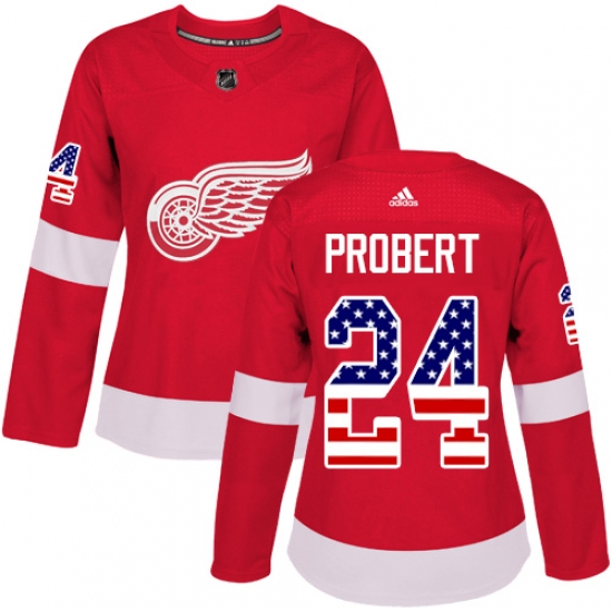 Women's Adidas Detroit Red Wings #24 Bob Probert Authentic Red USA Flag Fashion NHL Jersey - Ujersey