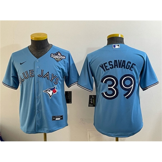 Youth Toronto Blue Jays #39 Trey Yesavage Blue 2025 World Series Cool Base Stitched Baseball Jersey - Ujersey