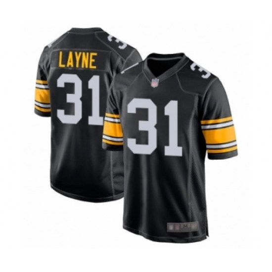 Men's Pittsburgh Steelers #31 Justin Layne Game Black Alternate Football Jersey - Ujersey