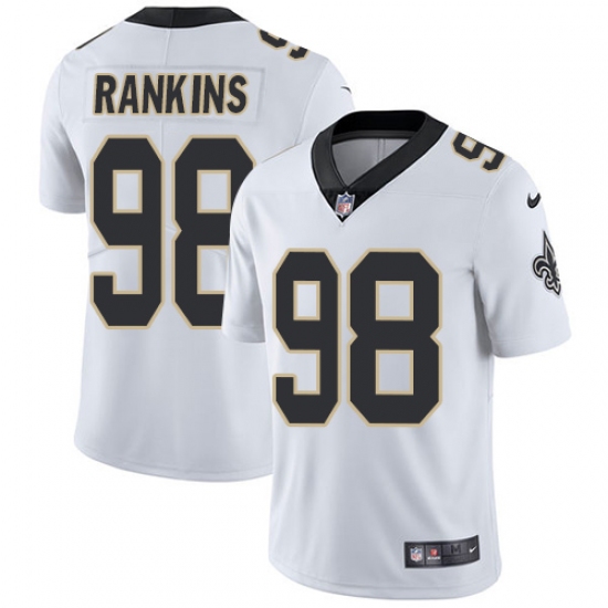 Men's Nike New Orleans Saints #98 Sheldon Rankins White Vapor Untouchable Limited Player NFL Jersey - Ujersey