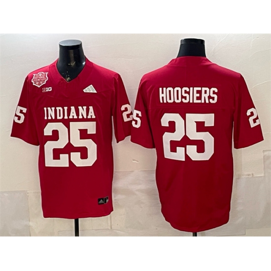 Men's Indiana Hoosiers #25 Hoosiers Red F.U.S.E. 2025 National Champions Patch Stitched Football Jersey - Ujersey