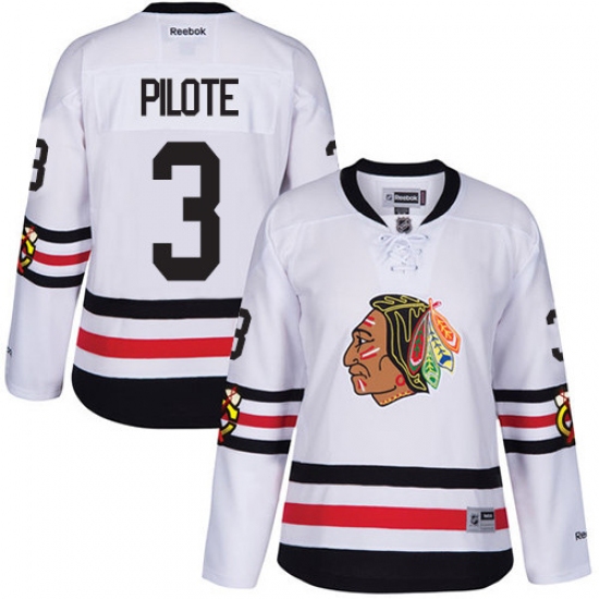 Women's Reebok Chicago Blackhawks #3 Pierre Pilote Authentic White 2017 Winter Classic NHL Jersey - Ujersey