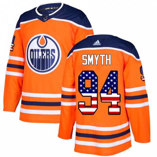 Men's Adidas Edmonton Oilers #94 Ryan Smyth Authentic Orange USA Flag Fashion NHL Jersey