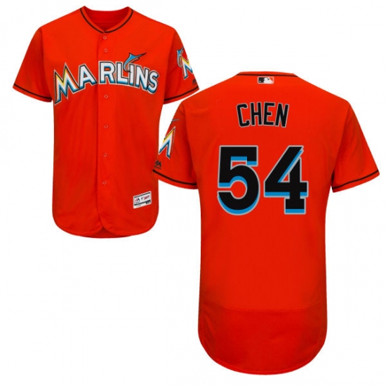 Men's Majestic Miami Marlins #54 Wei-Yin Chen Orange Flexbase Authentic Collection MLB Jersey - Ujersey