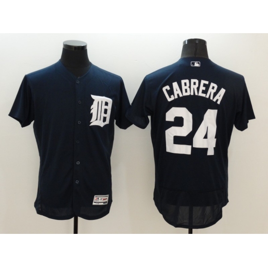 Men's Detroit Tigers #24 Miguel Cabrera Navy Blue Alternate Flex Base Authentic Jersey - Ujersey