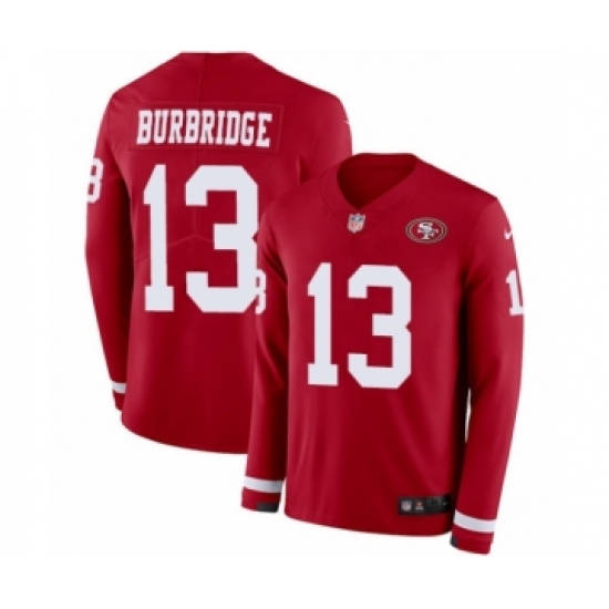 Men's Nike San Francisco 49ers #13 Aaron Burbridge Limited Red Therma Long Sleeve NFL Jersey - Ujersey