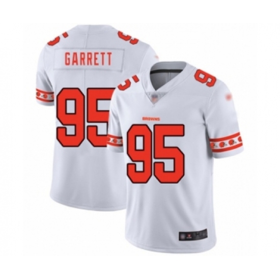 Men's Cleveland Browns #95 Myles Garrett White Team Logo Fashion Limited Football Jersey - Ujersey