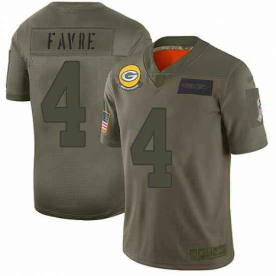 Youth Green Bay Packers #4 Brett Favre Limited Camo 2019 Salute to Service Football Jersey - Ujersey