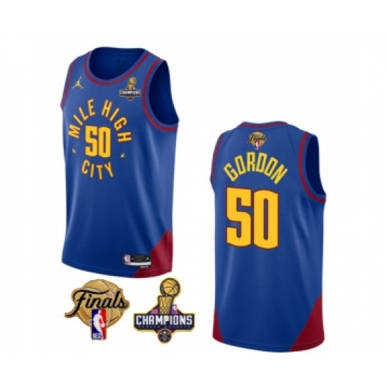 Men's Denver Nuggets #50 Aaron Gordon Blue 2023 Nuggets Champions And Finals Statemenr Edition Stitched Basketball Jersey - Ujersey