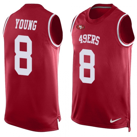 Men's Nike San Francisco 49ers #8 Steve Young Limited Red Player Name & Number Tank Top NFL Jersey - Ujersey