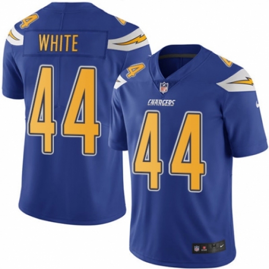 Youth Nike Los Angeles Chargers #44 Kyzir White Limited Electric Blue Rush Vapor Untouchable NFL Jersey - Ujersey