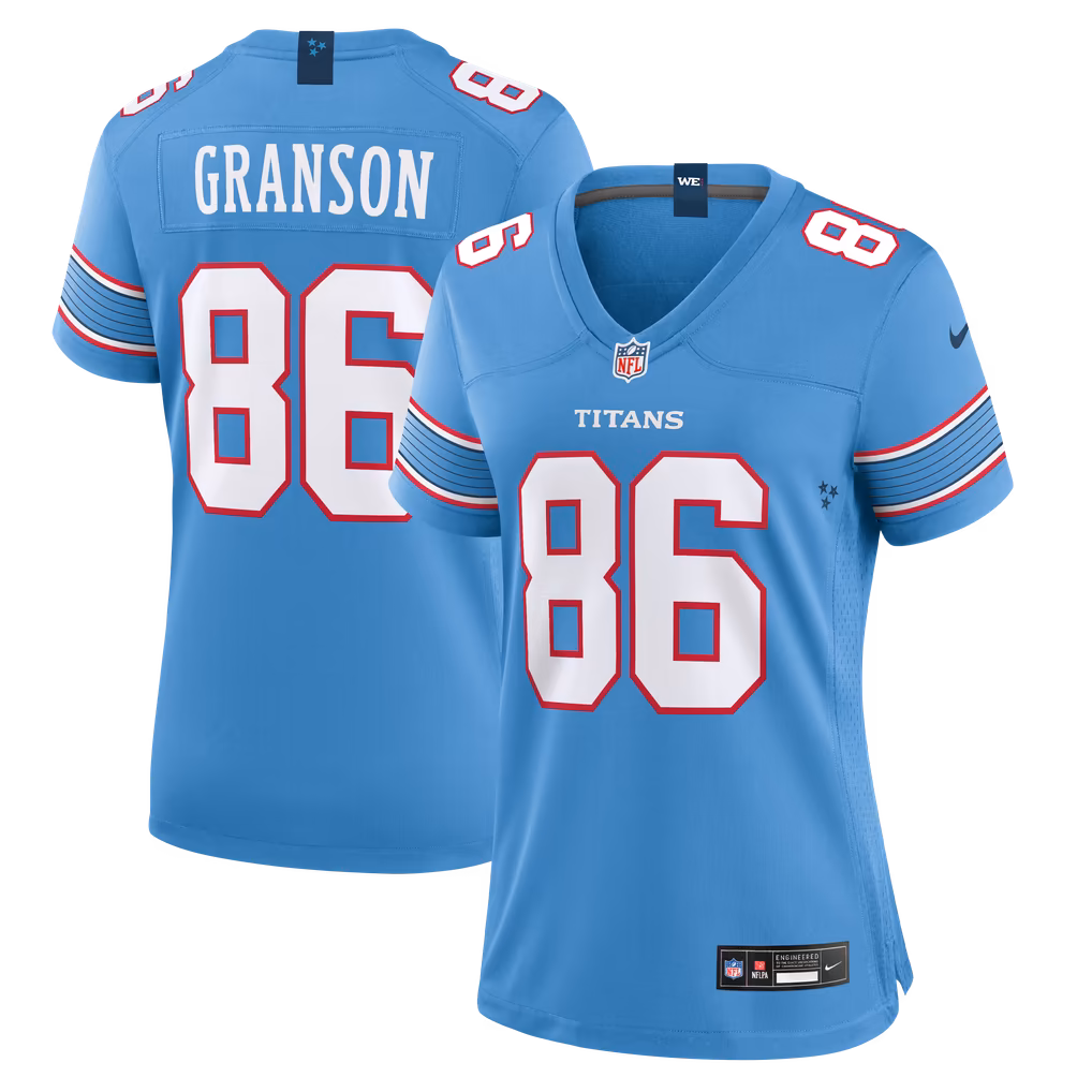 Women's Tennessee Titans Kylen Granson Nike Light Blue Team Game Jersey - Ujersey