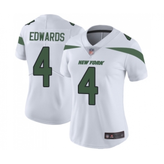 Women's New York Jets #4 Lac Edwards White Vapor Untouchable Limited Player Football Jersey - Ujersey