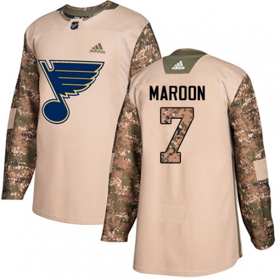 Men's Adidas St. Louis Blues #7 Patrick Maroon Authentic Camo Veterans Day Practice NHL Jersey - Ujersey