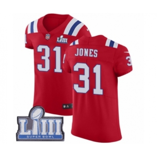 Men's Nike New England Patriots #31 Jonathan Jones Red Alternate Vapor Untouchable Elite Player Super Bowl LIII Bound NFL Jersey - Ujersey