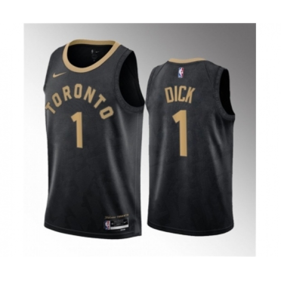 Men's Toronto Raptors #1 Gradey Dick Black 2023 Draft City Edition Stitched Basketball Jersey - Ujersey