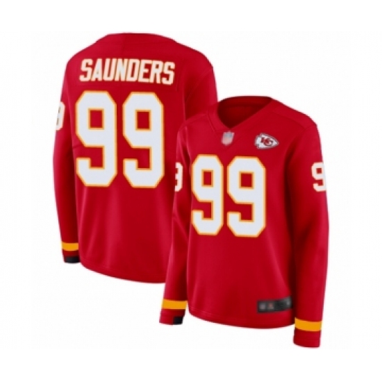 Women's Kansas City Chiefs #99 Khalen Saunders Limited Red Therma Long Sleeve Football Jersey - Ujersey