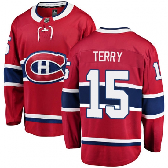 Men's Montreal Canadiens #15 Chris Terry Authentic Red Home Fanatics Branded Breakaway NHL Jersey - Ujersey