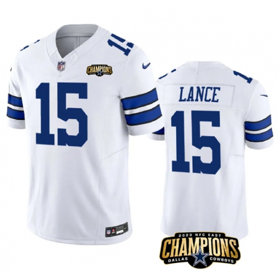Men's Dallas Cowboys #15 Trey Lance White 2023 F.U.S.E. NFC East Champions Football Stitched Jersey - Ujersey