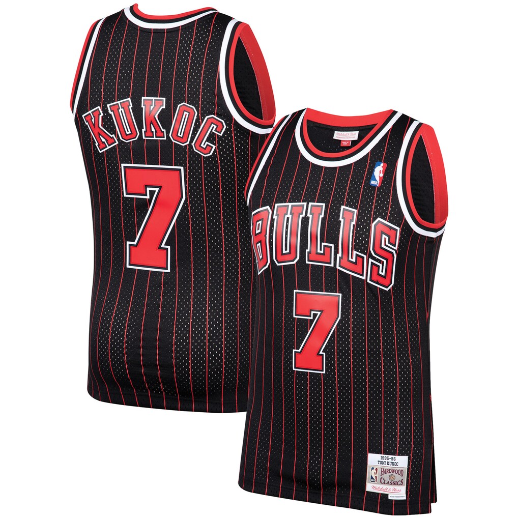 Men's Chicago Bulls Toni Kukoc Mitchell & Ness Black 1995/96 Hardwood Classics Swingman Jersey - Ujersey Shop