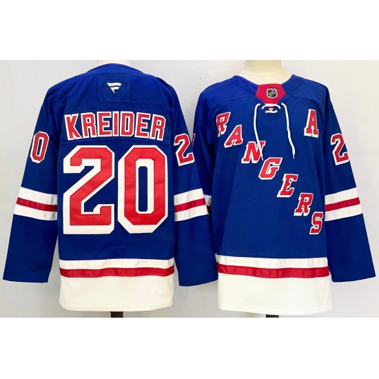 Men's New York Rangers #20 Chris Kreider Royal 2024-25 Home With A Stitched Hockey Jersey - Ujersey