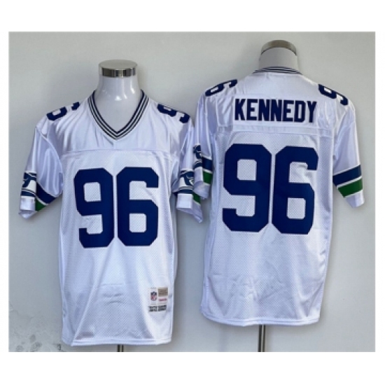Men's Seattle Seahawks #96 Cortez Kennedy White Throwback Stitched Football Jersey - Ujersey