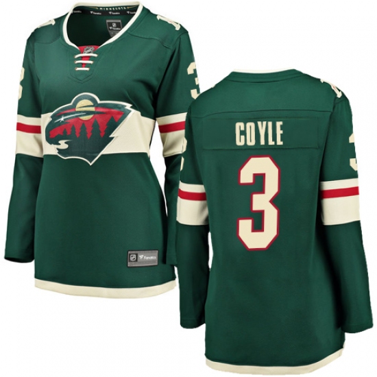 Women's Minnesota Wild #3 Charlie Coyle Authentic Green Home Fanatics Branded Breakaway NHL Jersey - Ujersey