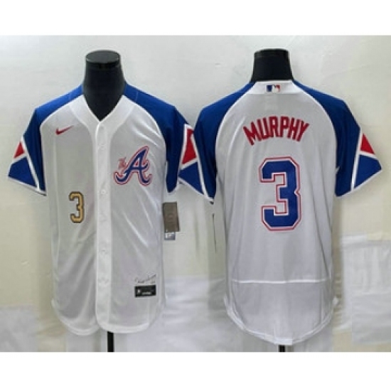 Men's Atlanta Braves #3 Dale Murphy Number White 2023 City Connect Flex Base Stitched Jersey2 - Ujersey