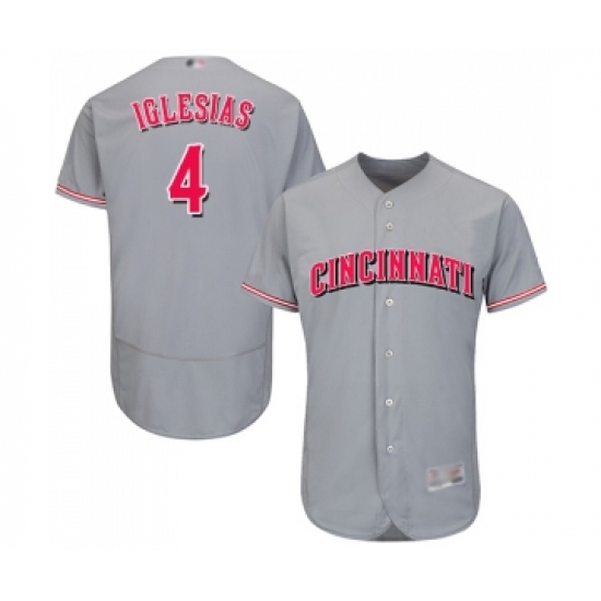 Men's Cincinnati Reds #4 Jose Iglesias Grey Road Flex Base Authentic Collection Baseball Jersey - Ujersey