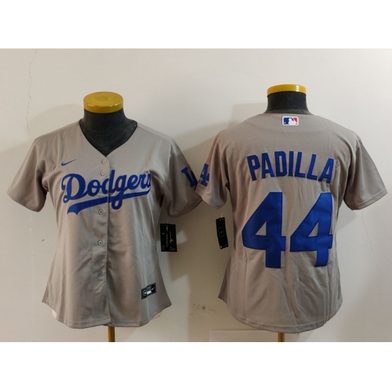 Women's Los Angeles Dodgers #44 Vicente Padilla Grey Cool Base Stitched Jersey - Ujersey