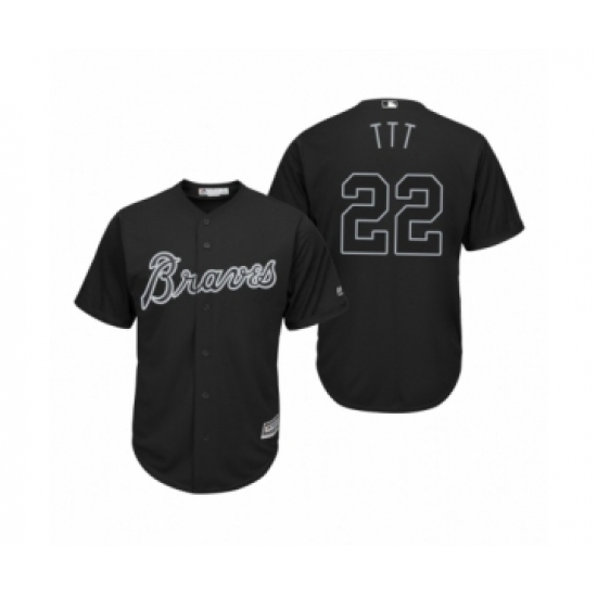 Women Atlanta Braves #22 Nick Markakis TTT Black 2019 Players Weekend Replica Jersey - Ujersey