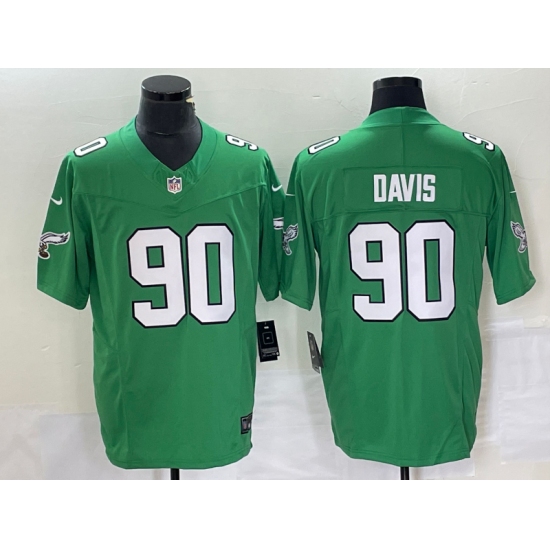 Men's Nike Philadelphia Eagles #90 Jordan Davis Green 2023 F.U.S.E. Vapor Limited Throwback Stitched Football Jersey - Ujersey