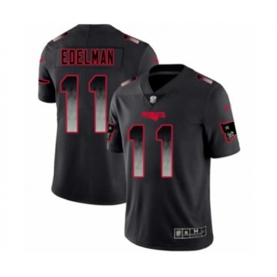 Men's New England Patriots #11 Julian Edelman Limited Black Smoke Fashion Football Jersey - Ujersey
