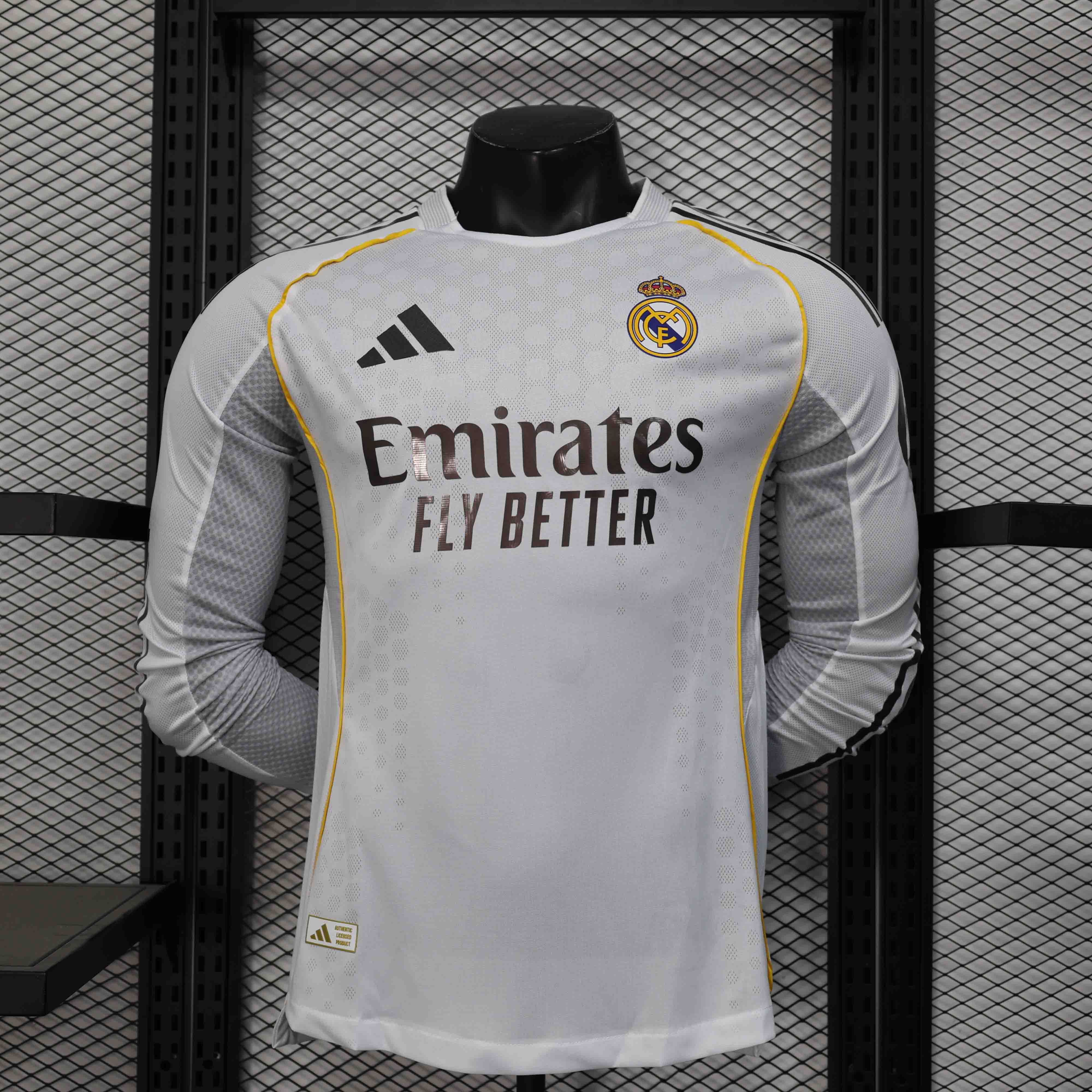 Real Madrid Soccer Jersey Home Long Sleeve Shirt 2025/26 - Ujersey NHL