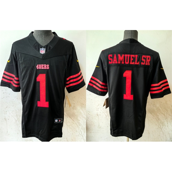Men's San Francisco 49ers #1 Deebo Samuel Sr Black 2024 FUSE Vapor Limited Stitched Jersey - Ujersey