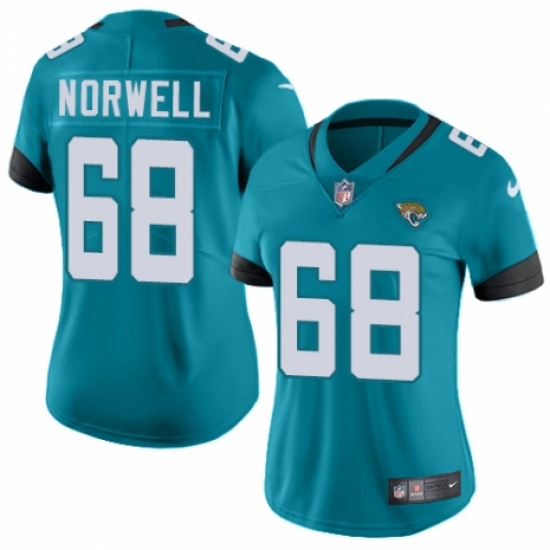 Women's Nike Jacksonville Jaguars #68 Andrew Norwell Black Alternate Vapor Untouchable Elite Player NFL Jersey - Ujersey