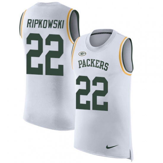 Men's Nike Green Bay Packers #22 Aaron Ripkowski Limited White Rush Player Name & Number Tank Top NFL Jersey - Ujersey