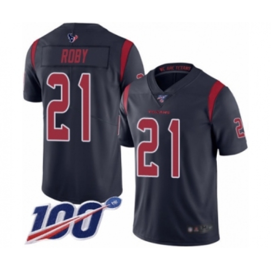 Men's Houston Texans #21 Bradley Roby Limited Navy Blue Rush Vapor Untouchable 100th Season Football Jersey