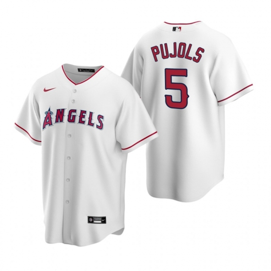 Men's Nike Los Angeles Angels #5 Albert Pujols White Home Stitched Baseball Jersey - Ujersey