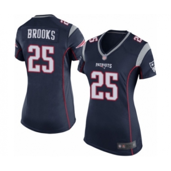Women's New England Patriots #25 Terrence Brooks Game Navy Blue Team Color Football Jersey - Ujersey