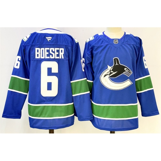 Men's Vancouver Canucks #6 Brock Boeser Royal 2024-25 Home Stitched Hockey Jersey