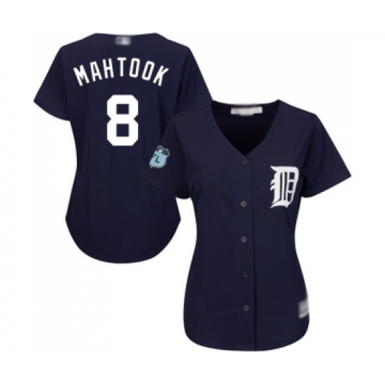 Women's Detroit Tigers #8 Mikie Mahtook Replica Navy Blue Alternate Cool Base Baseball Jersey - Ujersey