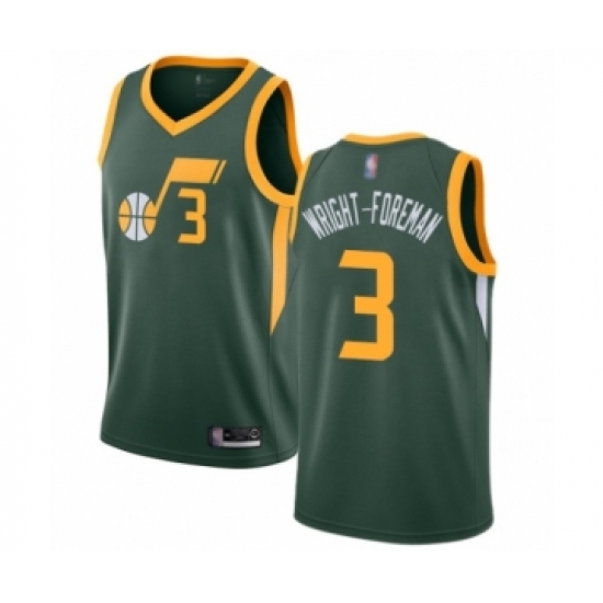 Men's Utah Jazz #3 Justin Wright-Foreman Green Swingman Jersey - Earned Edition - Ujersey