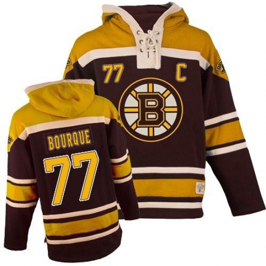 Men's Old Time Hockey Boston Bruins #77 Ray Bourque Premier Black Sawyer Hooded Sweatshirt NHL Jersey - Ujersey