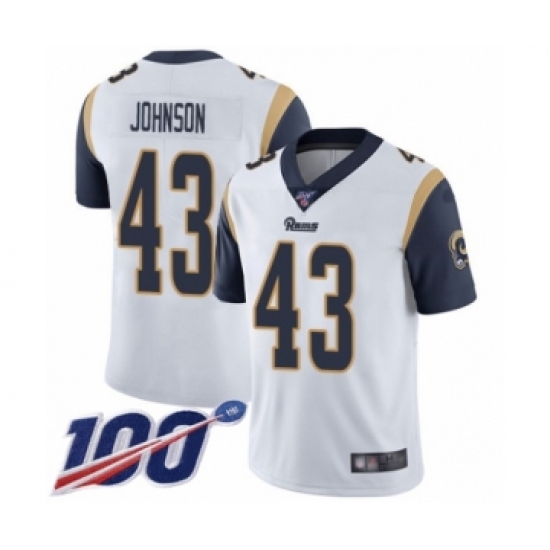 Men's Los Angeles Rams #43 John Johnson White Vapor Untouchable Limited Player 100th Season Football Jersey - Ujersey